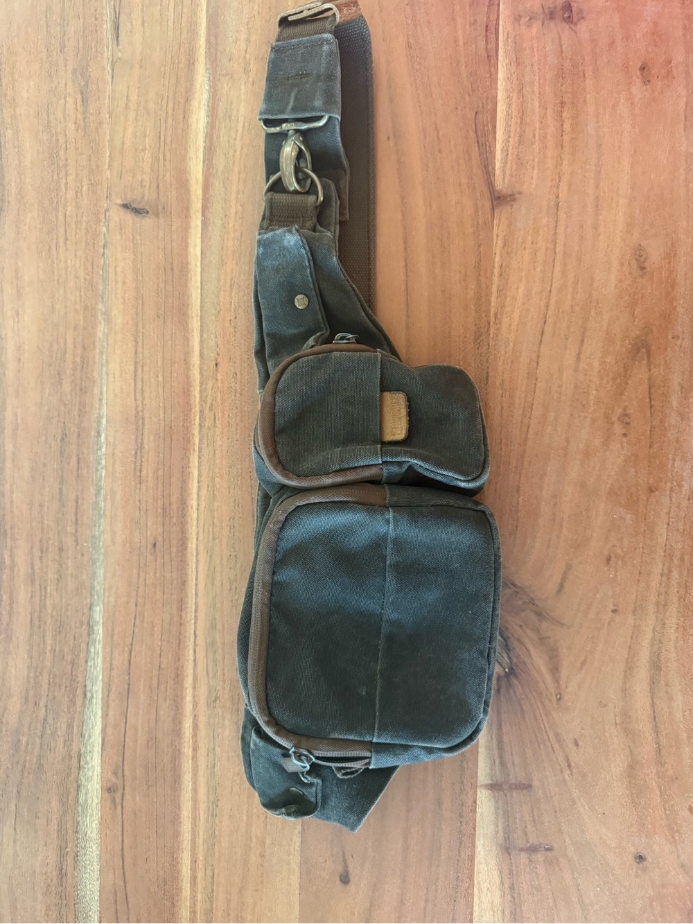 National Geographic Canvas Crossbody Sling Bag in Dark Green and Brown